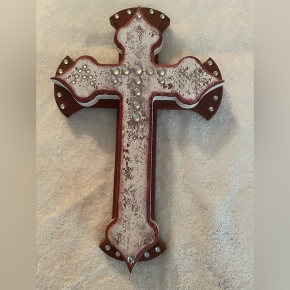 LIKE NEW Texas A&M layered wood crystal embellished wall cross 13”x8”x1.5” - Picture 1 of 10